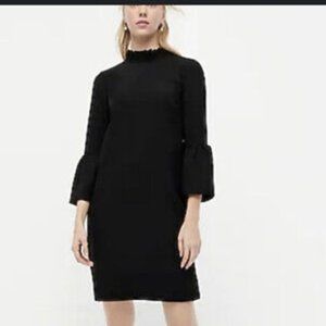 J. Crew Black Ruffle Neck 3/4 Bell Sleeve  Size 00